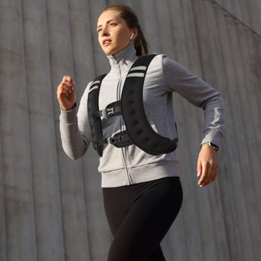 10kg Weighted Fitness Vest - Adjustable Bodyweight Trainer(Black)