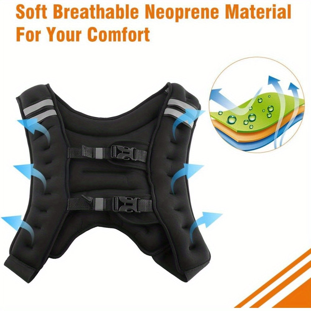 10kg Weighted Fitness Vest - Adjustable Bodyweight Trainer(Black)