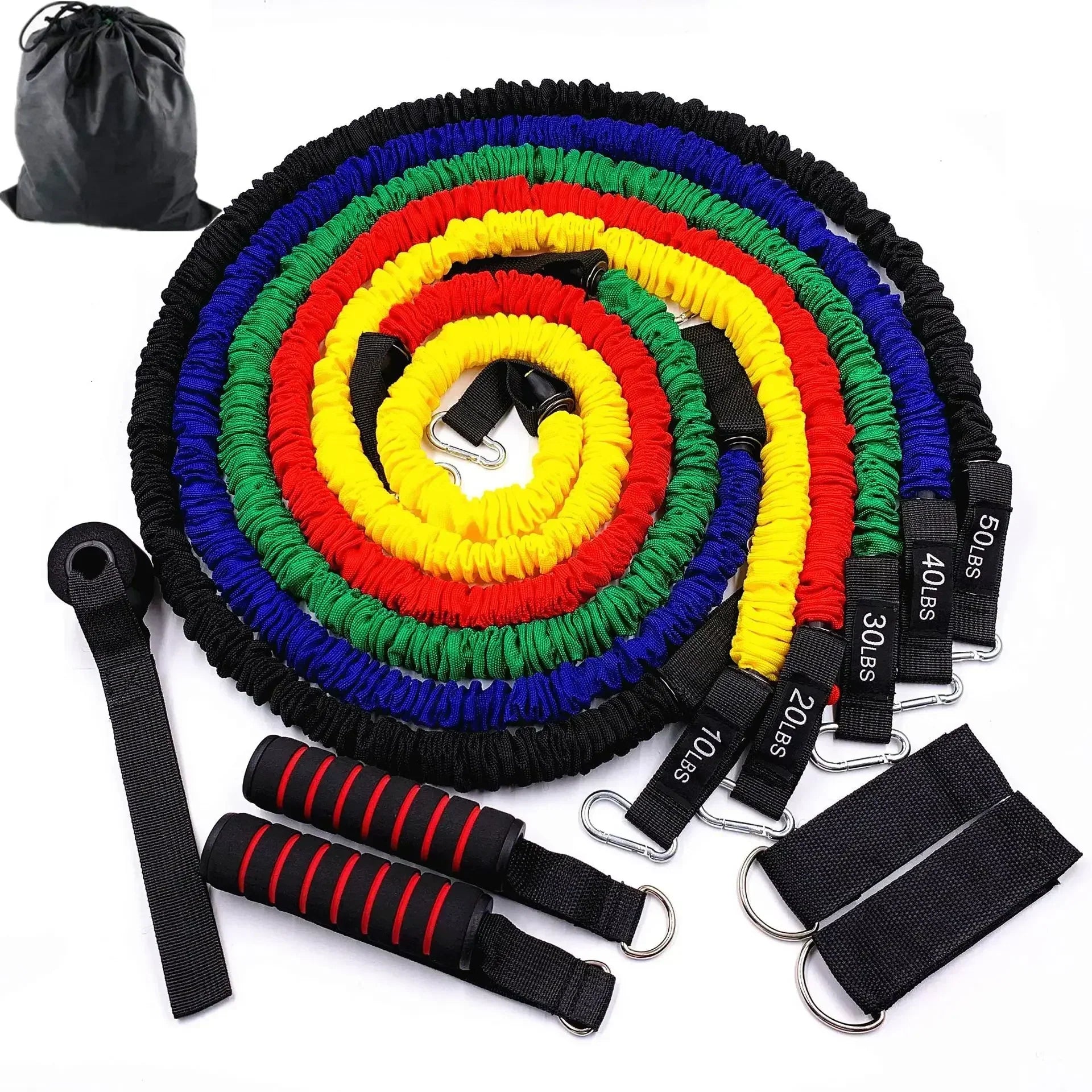 150lbs Resistance Bands Set - 11pc Home Gym Equipment